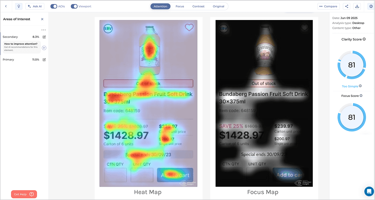 Attention Insights heatmap